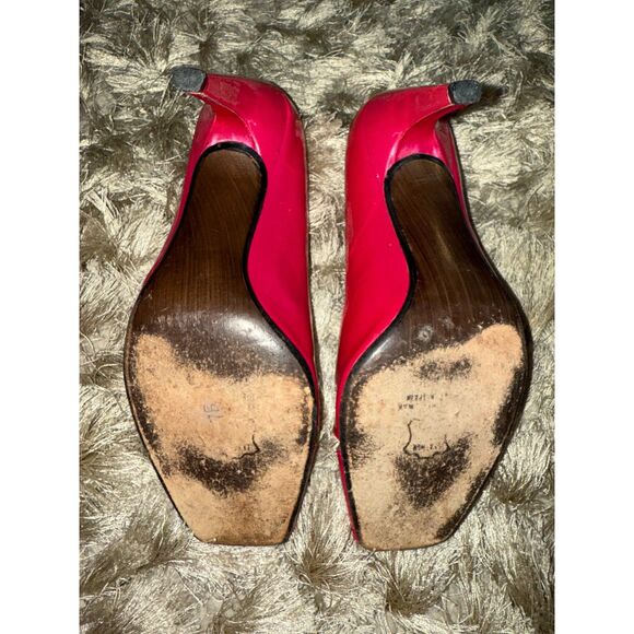 Stuart Weitzman Pink Patent Leather Peep Toe Heels - Picture 3 of 5